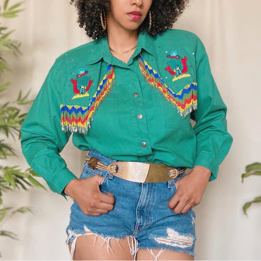 Vintage Beaded Fringe Shirt