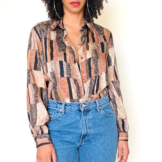 Vintage Tan Jay Mixed Print Shirt