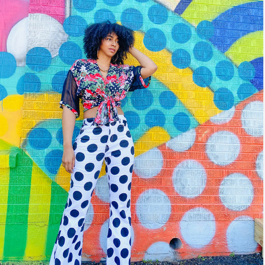 Vintage Floral Polka Dot Shirt