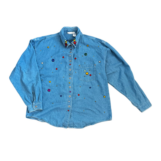 Vintage Denim Jeweled Top