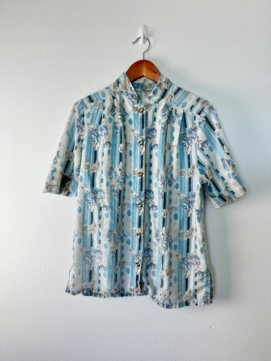 Blue Floral Vintage Top