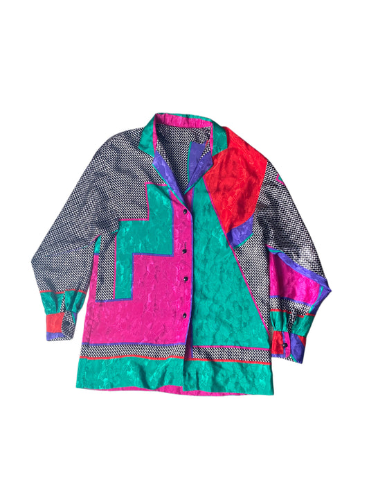 Vintage Color Block Blouse