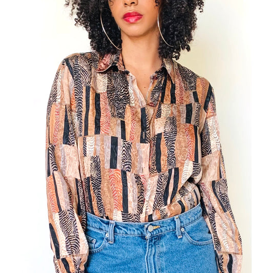 Vintage Tan Jay Mixed Print Shirt