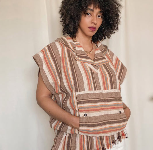 Vintage Striped Poncho